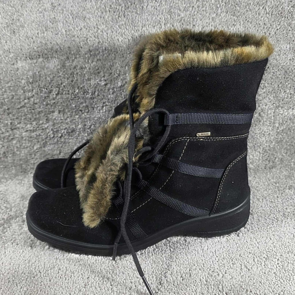 Ara Gore-Tex Winter Boots Black Faux Fur Lined Waterproof Womens 5.5